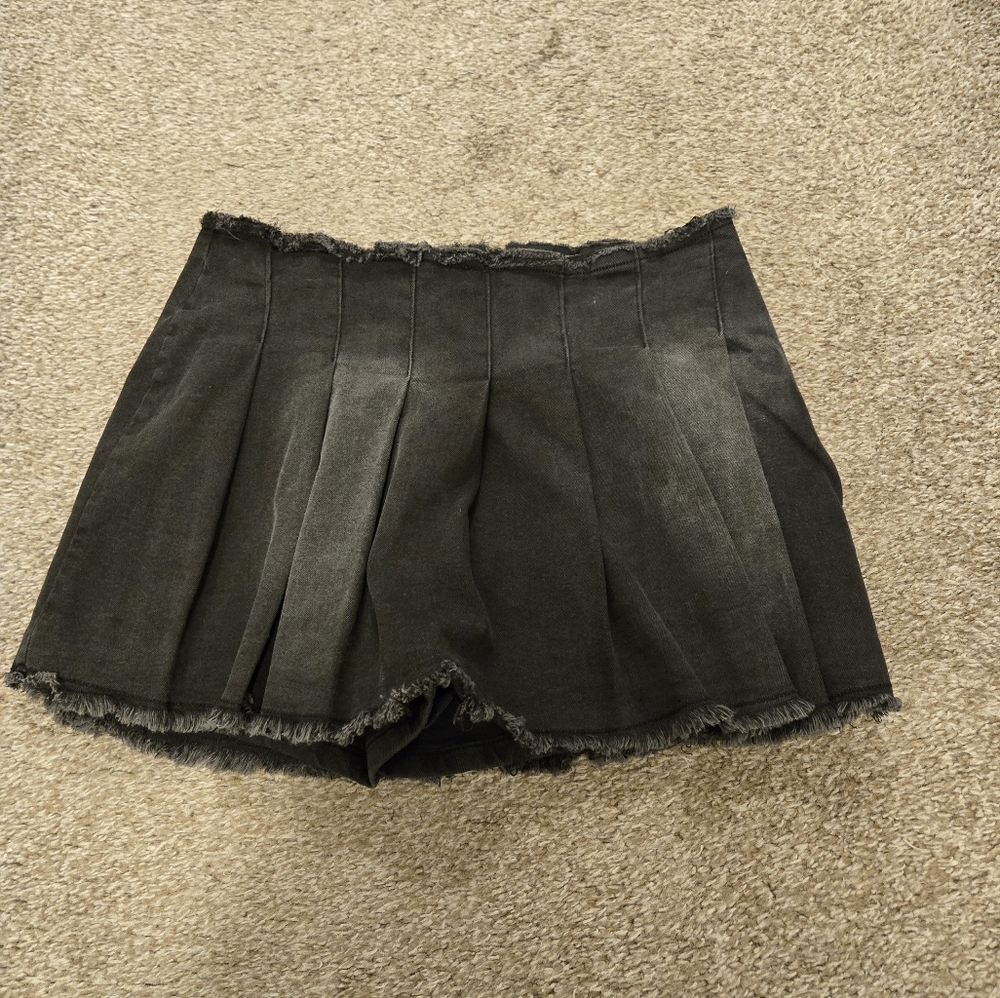 Madden NYC Womens Pleated Denim Mini Skort Black NWOT Size Small